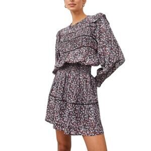 New Rails Faren Long Sleeve Mini Dress Midnight Meadow Floral Peasant Sz Large